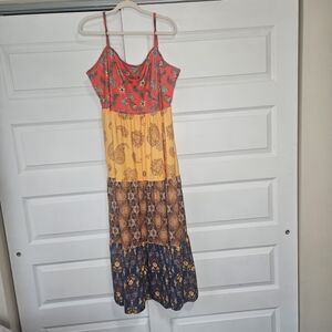 Izuria Boho Tiered Patchwork Floral Midi Dress 2XL (Similar to Knox Rose)